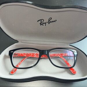 RAY-BAN Rx-able Eyeglasses RB 522-8247950B17140 Black Red & White Frames/case